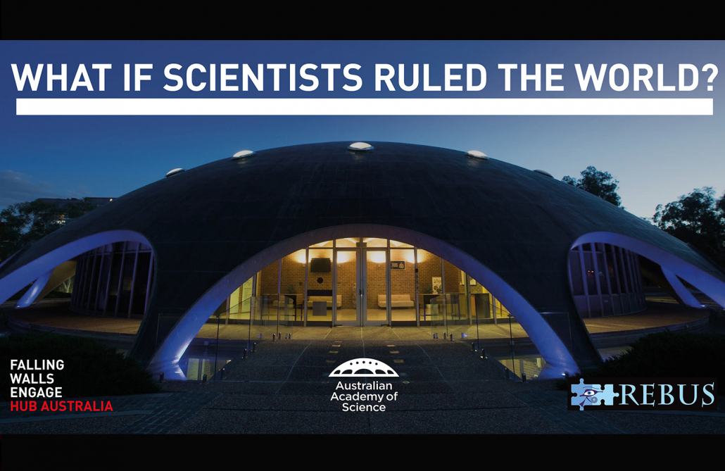 A poster with an image of the Australian Academy of Science at the forefront