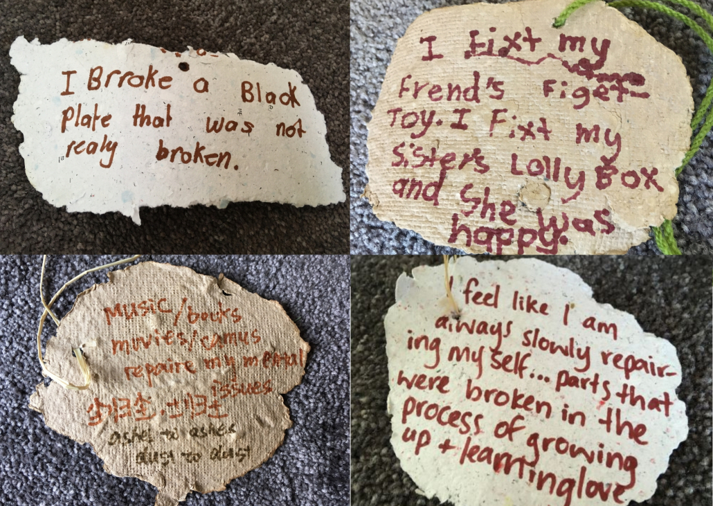 A series of short stories about 'repair' written on recycled paper